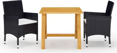 Produktbild von The Living Store 3-tlg. Garten-Essgruppe Schwarz