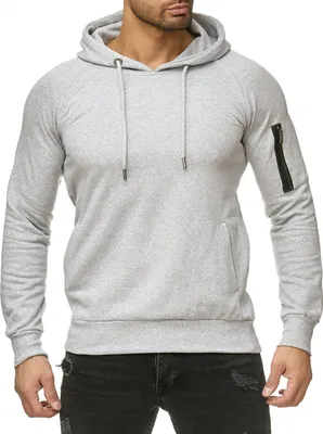 Produktbild von Reslad Herren Pullover Hoodie Kapuzenpullover Longsleeve Basic Sweatshirt Sweater RS-1039 Grau S