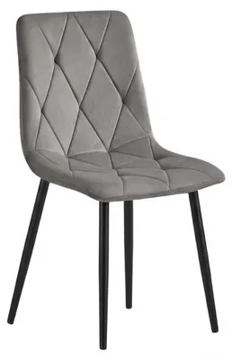 Produktbild von Grauer Samtstuhl LIBRA SILVER GREY mit schwarzen Beinen
