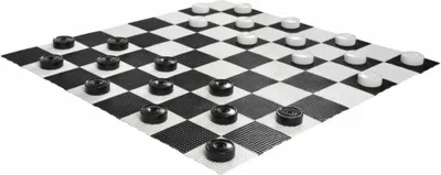 Zdjęcie produktu dla Gra w warcaby ogrodowe, 8x8, do użytku na zewnątrz i wewnątrz - PVC - Kamienie 10 cm - Z plastikową podstawą 140x140 cm