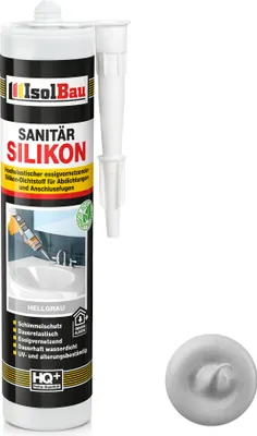 Produktbild von Isolbau Sanitär Silikon 1 x 300 ml Hellgrau - Hochelastischer Silikon-Dichtstoff für Abdichtungen & Fugen – Schimmelresistent, wasserdicht -  Kartusche