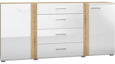 Productafbeelding van Kommode FLORES FS06, kastanjehoutfineer / wit, hoogglans