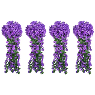 Produktbild von 4 Stück 90cm Kunstpflanze Hängepflanze Hängend Künstliche Blumen für Garten Hof, Lila