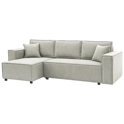 Obrázek produktu pro Rohová pohovka Beautysofa, model NEAPOL, univerzální, možnost montáže vlevo nebo vpravo, obývací nábytek s rozkládací funkcí a úložným prostorem – barva krémová, potahová látka Poso