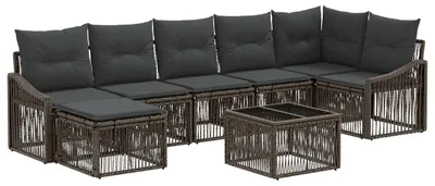 Image de Ensemble de canapés de jardin vidaXL, 8 pièces, gris, en polyrotin