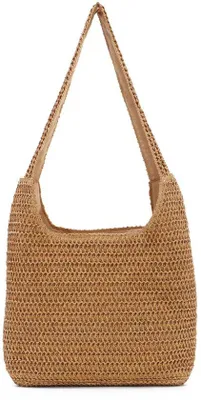 Produktbild von Unyqoos® Große Strohtasche für Damen – Geflochtene Strand‑Handtasche in Naturfarbe, geräumig mit bequemen Schulterriemen für Sommer