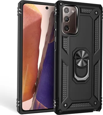 Immagine prodotto di NALIA Custodia per cellulare ad anello per Samsung Galaxy Note 20, custodia protettiva con supporto per le dita nero