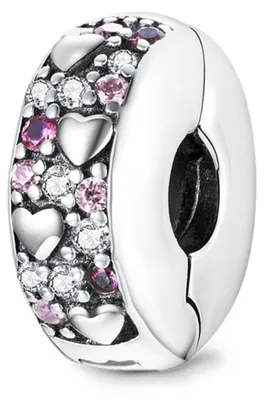 Produktbild von Gnoce Charm Stopper rosa Herzen GJC113 Silber