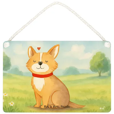 Produktbild von Mr. & Mrs. Panda holzbild Hund Glück Design DIN A6 - Weiß - Geschenk, Wandbild Holz, Schild, Holzschild, Süß, Türschild, Herz, kleine aufmerksamkeit, Liebe, Spruch