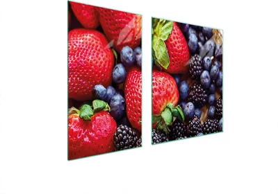 Produktbild von Herdabdeckplatten 2 teilig 100x52 Glaskeramikkochfeld Abdeckung Glas Schneidebrett Erdbeeren Rot