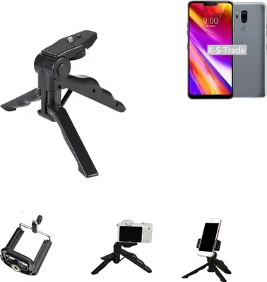 Produktbild von K-S-Trade Stativ Tisch-Ständer Dreibein Handy-Stativ Ständer kompatibel mit LG Electronics G7 ThinQ Mini-Stativ Smartphone Tripod Handy-Stativ aus
