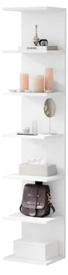 Image de Étagère murale, bibliothèque, armoire murale, étagères de rangement, bibliothèque, étagères de rangement pour chambre, salon, salle de bains, cuisine, bureau, 7 tablettes, blanc