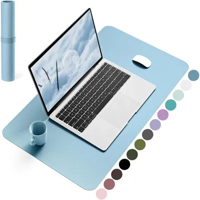 Image de Sous-main en cuir, tapis de souris en daim, bleu glacier, 60x35 cm