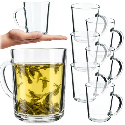 Image de KADAX Verres à thé "Rovte", verre avec poignée, verre à boire pour jus, thé, café, 410 ml, 6 pièces