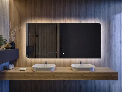 Produktbild von Badspiegel 60x80 cm - Vertikal mit LED Beleuchtung - LED Farbe Kaltweiß 7000K - TOK111 - Touch Schalter - Individuell Nach Maß - Beleuchtet Wandspiegel Lichtspiegel Badezimmerspiegel