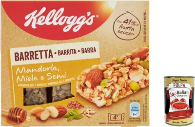 Produktbild von Barretta Kellogg’s Mandorle Miele e Semi, Müsliriegel mit Honig und Samen Mandeln, 128g, Italian Gourmet polpa 400g