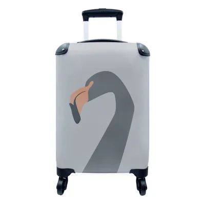 Produktbild von MuchoWow® Koffer Handgepäck Trolley Rollkoffer Kleine Reisekoffer mit 4 Rollen - Pastell - Farbe - Flamingo - Cabin Size < 55x40x23 cm & 55x40x20 cm - Fotokoffer - Kabinenkoffer - Boardgepäck - Reise-Box - Reisekoffer - Reisegepäck - Koffer mit Bild - Trolley für Kinder