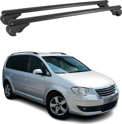 Image de Barres de toit Transversales pour VW Touran 2003-2010 Aluminium Noir