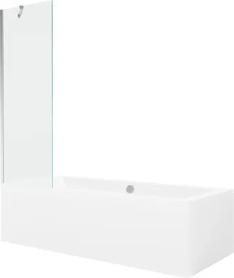 Zdjęcie produktu dla Wanna Mexen Cube 170x80 cm z parawanem 60 cm, biały/chrom