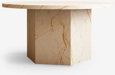 Produktbild von Couchtisch Marmor-Effekt 80cm modern rund niedrig Deki