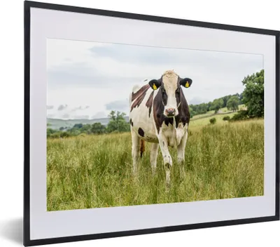 Produktbild von MuchoWow® MuchoWow® Gerahmtes Poster Kuh - Gras - Landschaft 40x30 cm - Poster mit zchwarzem Bilderrahmen - Bilderrahmen - Poster im Rahmen