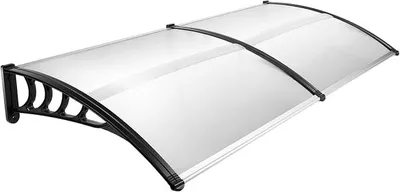 Produktbild von Vordach für Haustür 200x90 cm - Terrasse Balkon Überdachung Transparentes Pultbogenvordach aus Aluminium Türdach zum Sonnenschutz und Regenschutz für Eingangsbereich