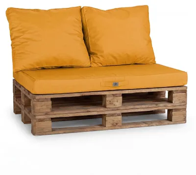 Image de Lot matelas pour palette déhoussable avec assise de 120x80x10cm et dossier Jaune