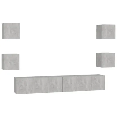 Produktbild von 7-tlg. TV-Schrank-Set Betongrau Holzwerkstoff
