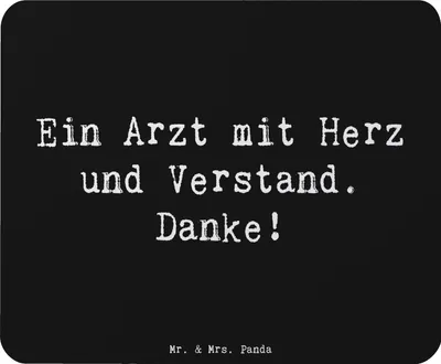 Produktbild von Mr. & Mrs. Panda Mousepad Spruch Arzt mit Herz - Schwarz - Geschenk, Mauspad, dankbarer Patient, computer, Aufmerksamkeit, Danke, sagen, Fürsorge, Freundschaft, Liebe, pc
