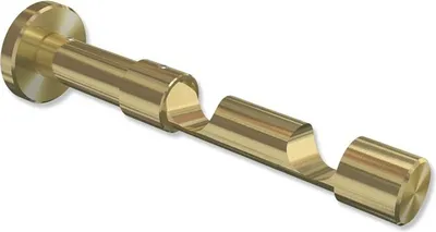 Produktbild von Interdeco Träger, Halterung mit 8 / 13 cm Abstand, Schraubkappenträger für Gardinenstangen 20 mm Ø, 2-läufig, Messing-Optik, Modell Prestige