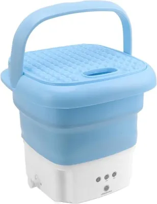 Obrázek produktu pro Mini pračka s vysokootáčkovým motorem pro kempování - skládací a přenosná - ideální do studentských pokojů a bytů (modrá)