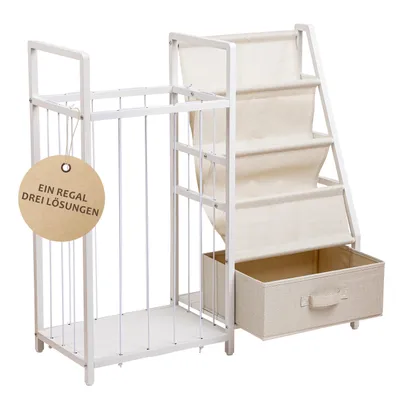 Produktbild von ONVAYA® Multifunktionales Kinderregal 4in1 - Als Tonie Regal, Kuscheltier Aufbewahrung, Kinder Bücherregal & Spielzeug Organizer - Weißes Kinderzimmer