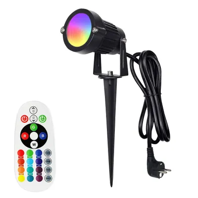 Produktbild von 6W LED Gartenstrahler mit Erdspieß 300-600lm IP65 Wasserdicht Rasenlicht Schwenkbar Rasenlampe Gartenbeleuchtung mit Fernbedienung