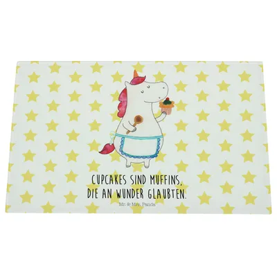 Produktbild von Mr. & Mrs. Panda Küchenschneidebrett Einhorn Küche - Weiß - Geschenk, Glas Schneideplatte, Küchenbrett, Schneidebrett Aus, Einhörner, Torte, Backen, Schneidbrett, Unicorn