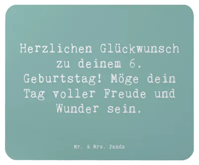 Produktbild von Mr. & Mrs. Panda Mauspad Spruch 6. Geburtstag - Meeresbrise - Geschenk, pc mausunterlage, Alter, laptop, Geburtstagsgeschenk, Mousepad, computermatte, Geburtstagskinder