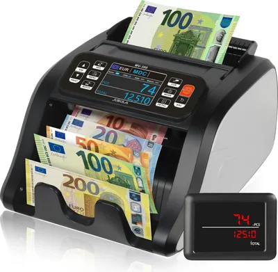 Produktbild von Jubula MV-300 Geldzählmaschine für gemischte Geldscheine & Falschgelddetektor | Sicher | Exakt | EUR USD GBP | Banknotenzähler | Geldzähler | Banknotenzählmaschine | Geldscheinzähler