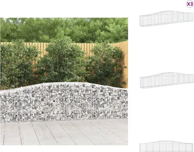 Produktbild von vidaXL Gabionen mit Hochbogen 3 Stk. 400x50x60/80cm Verzinktes Eisen -  Blumentöpfe & Pflanzgefäße
