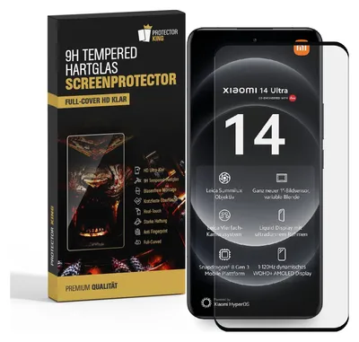 A product shot of a phone screen protector packaging next to a smartphone displaying its screen.