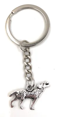 Image de Onwomania Porte-clés loup hurlant animal argenté Pendentif métal Charm