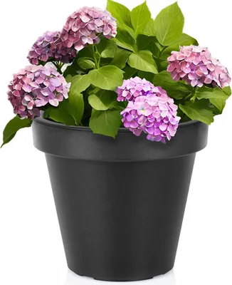 Image de Pot de jardin rond en plastique noir 29 cm