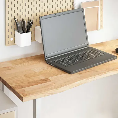 Image de Bureau exclusif - Plateau de bureau brut, dimensions 140x50x2,5 cm, en bois massif de chêne