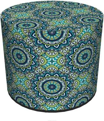 Zdjęcie produktu dla Dekoracyjna pufa Bertoni | stołek | stołek z tkaniny | otomana | pufa do siedzenia | D40 x 40 cm | pufa do ogrodu lub salonu | nadruk Anais