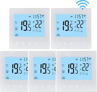 Produktbild von 5X WiFi Smart Thermostat 3A Raumthermostat Wasserheizungsgeräte Fußbodenheizung, LCD-Display, APP-Steuerung, Manueller/automatischer Modusv