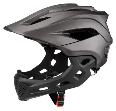 Produktbild von Fullface Helm Kinder 2in1 Fahrradhelm Motocross Helm Abnehmbarer Kinnschutz 13 Belüftungsöffnungen Grau