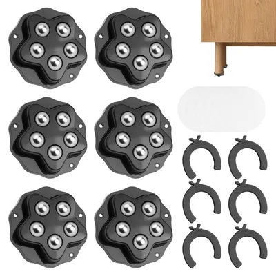 Imagen del producto de 6 ruedas para muebles con freno, giratorias de 360°, con capacidad de carga de hasta 200 kg, para muebles y electrodomésticos de cocina