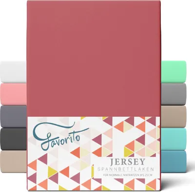 Produktbild von Favorito Jersey Spannbettlaken Karminrot 180x200 cm - 200x200 cm