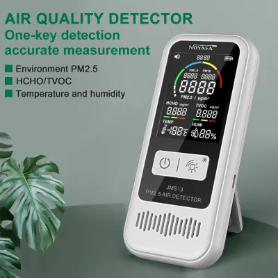 Obrázek produktu pro NOYAFA JMS13 Detektor PM2,5 pro domácnost Monitor teploty a vlhkosti Dobíjecí LCD digitální detektor kvality vzduchu TVOC/HCHO Formaldehydový tester Monitor PM2,5 Stolní teploměr Vlhkoměr Formaldehydový analyzátor kvality vzduchu pro domácnost Kancelář Auto