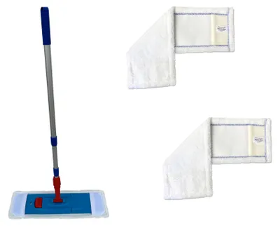 Produktbild von CleanSV Magnet MopSet 40 cm 5 teilig, Wischset Putzset: Magnet  Mophalter, Microfasermop Wischmop und Teleskopstiehl
