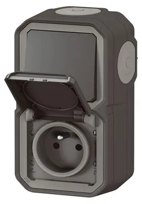 Image de Plexo Interrupteur Et Prise 2p+t Vertical Anthracite - Legrand