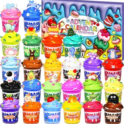 Produktbild von Schleim Adventskalender 2026 für Mädchen Weihnachts Countdown Kalender für Kinder 24-Tage-Weihnachts Kalender für Mädchen und Jungen
